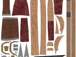 low-poly bow and quiver 3D Model