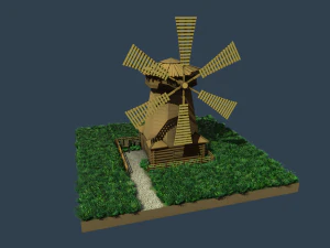 low-poly windmill 3D Model