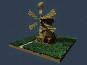 low-poly windmill Modèle 3D