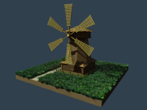 low-poly windmill 3D Model