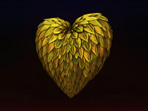 발렌타인 데이를 위한 비늘이 있는 심장 3D 프린트 모델