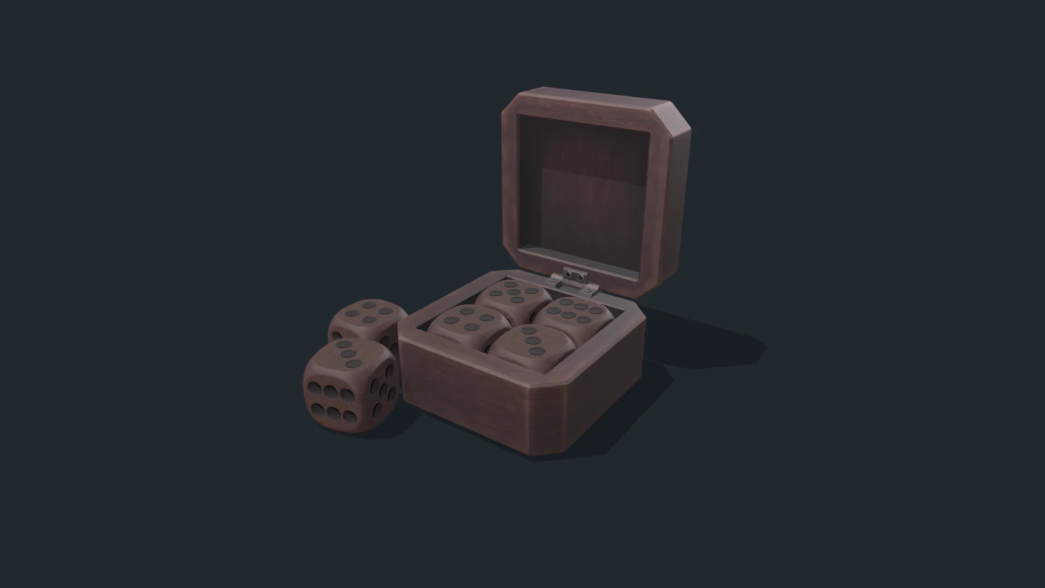 Wooden dice box 3D Model .c4d .max .obj .3ds .fbx .stl .blend 