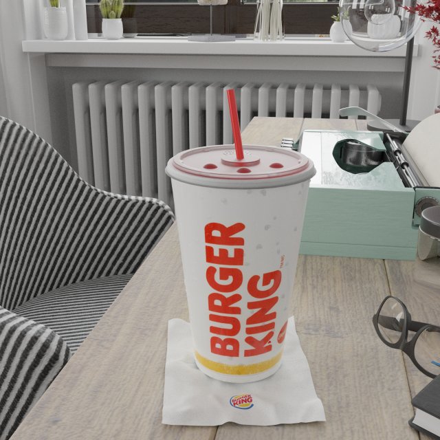 burger king photorealistic pbr cup low-poly 3D Model .c4d .max .obj .3ds .fbx .stl .blend