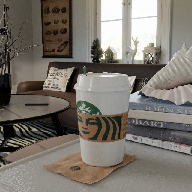 starbucks photorealistic pbr cup low-poly 3D Модель .c4d .max .obj .3ds .fbx .stl .blend