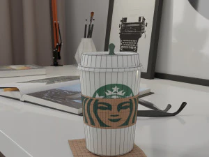 starbucks photorealistic pbr cup low-poly 3D Model