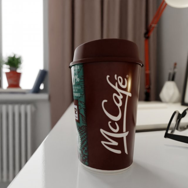 mccafe cup photorealistic pbr low-poly Modelo 3D .c4d .max .obj .3ds .fbx .stl .blend 