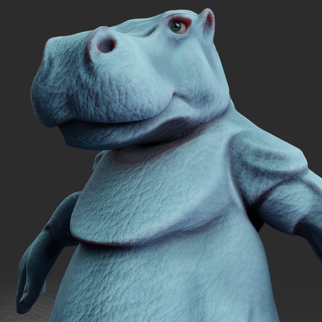 hippo creature rigged low poly pbr 3Dモデル .c4d .max .obj .3ds .fbx .stl .blend 
