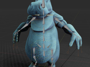 hippo creature rigged low poly pbr 3Dモデル