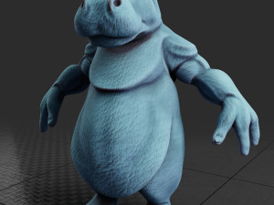 hippo creature rigged low poly pbr 3Dモデル