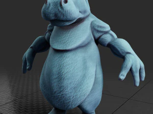 hippo creature rigged low poly pbr 3D Model