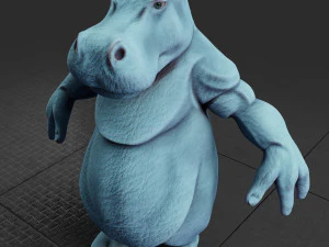 hippo creature rigged low poly pbr 3D Model