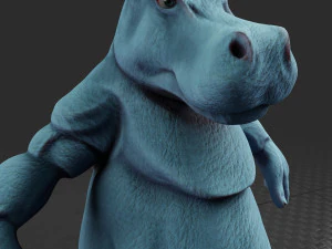 hippo creature rigged low poly pbr 3D Model