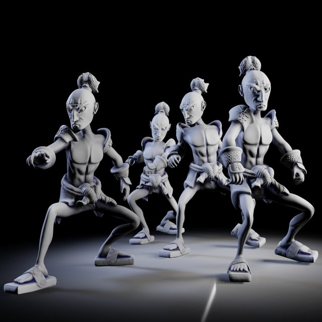 samurai 4 poses - 3d print models Modelo de impresión 3D .c4d .max .obj .3ds .fbx .stl .blend 