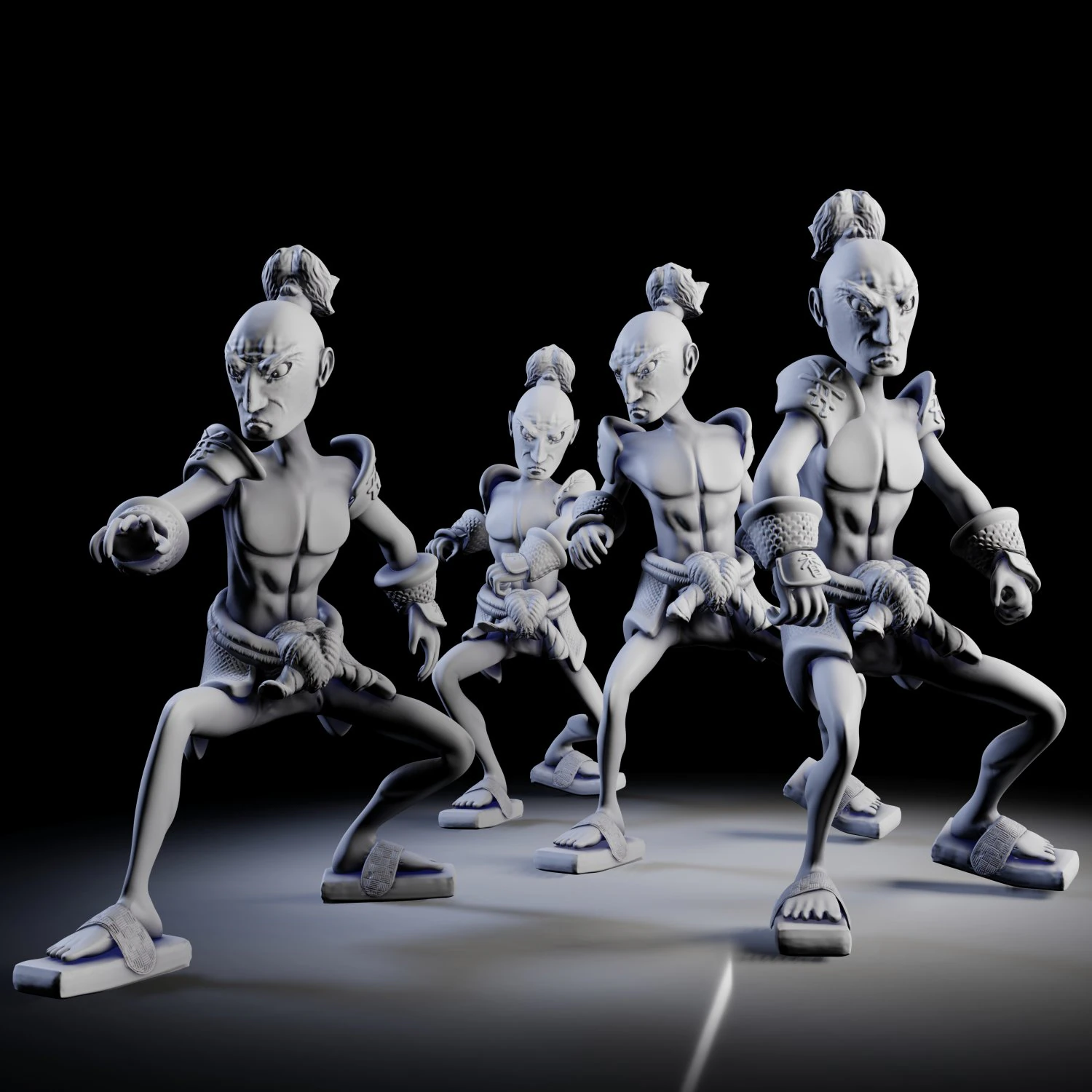 samurai 4 poses - 3d print models 3D Print Model .c4d .max .obj .3ds .fbx .stl .blend 