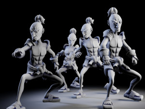 samurai 4 poses - 3d print models 3D Print Model
