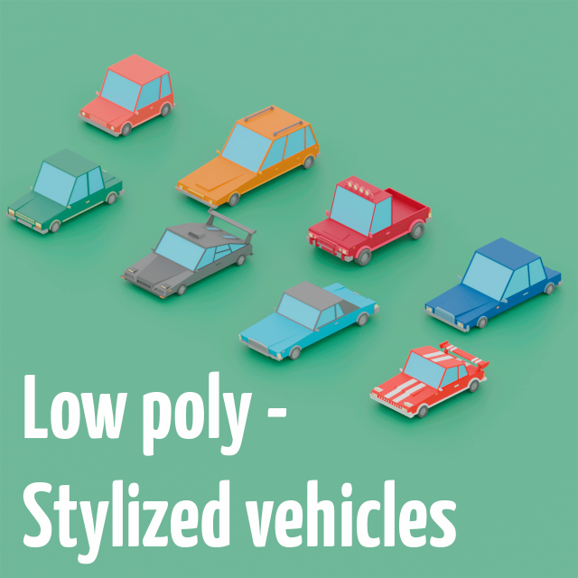 low poly - stylized vehicles 3D Модель .c4d .max .obj .3ds .fbx .stl .blend 