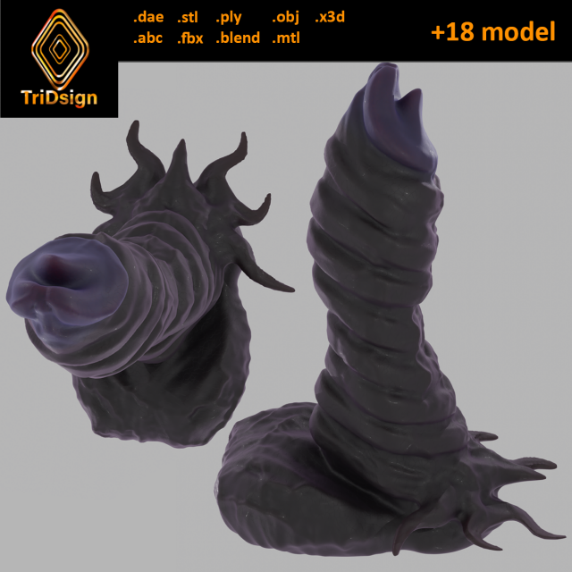 Horned Demon Penis Sextoy 3D Model .c4d .max .obj .3ds .fbx .stl .blend