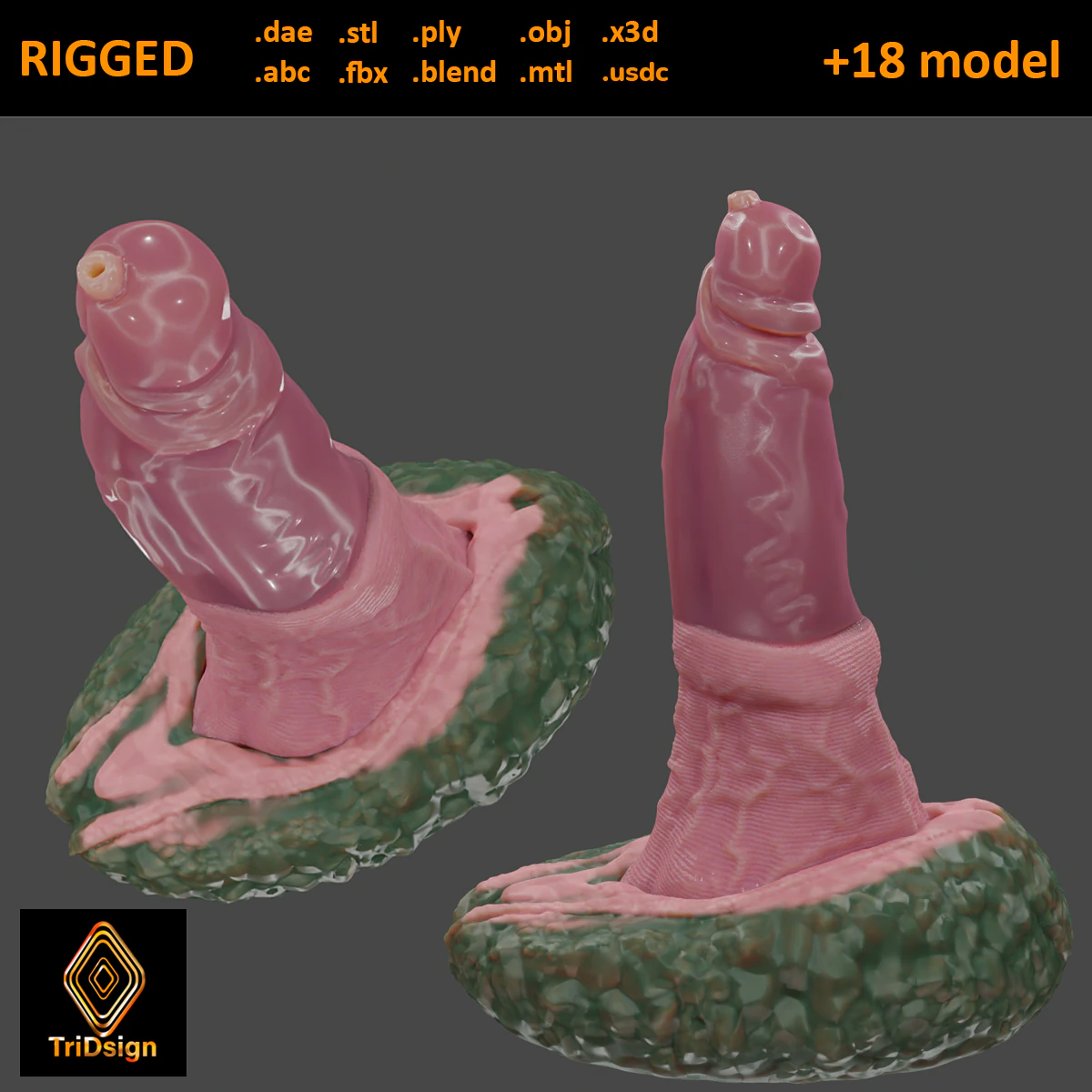 Azharom Dragon Penis Sextoy Rigged 3D Model .c4d .max .obj .3ds .fbx .stl .blend 