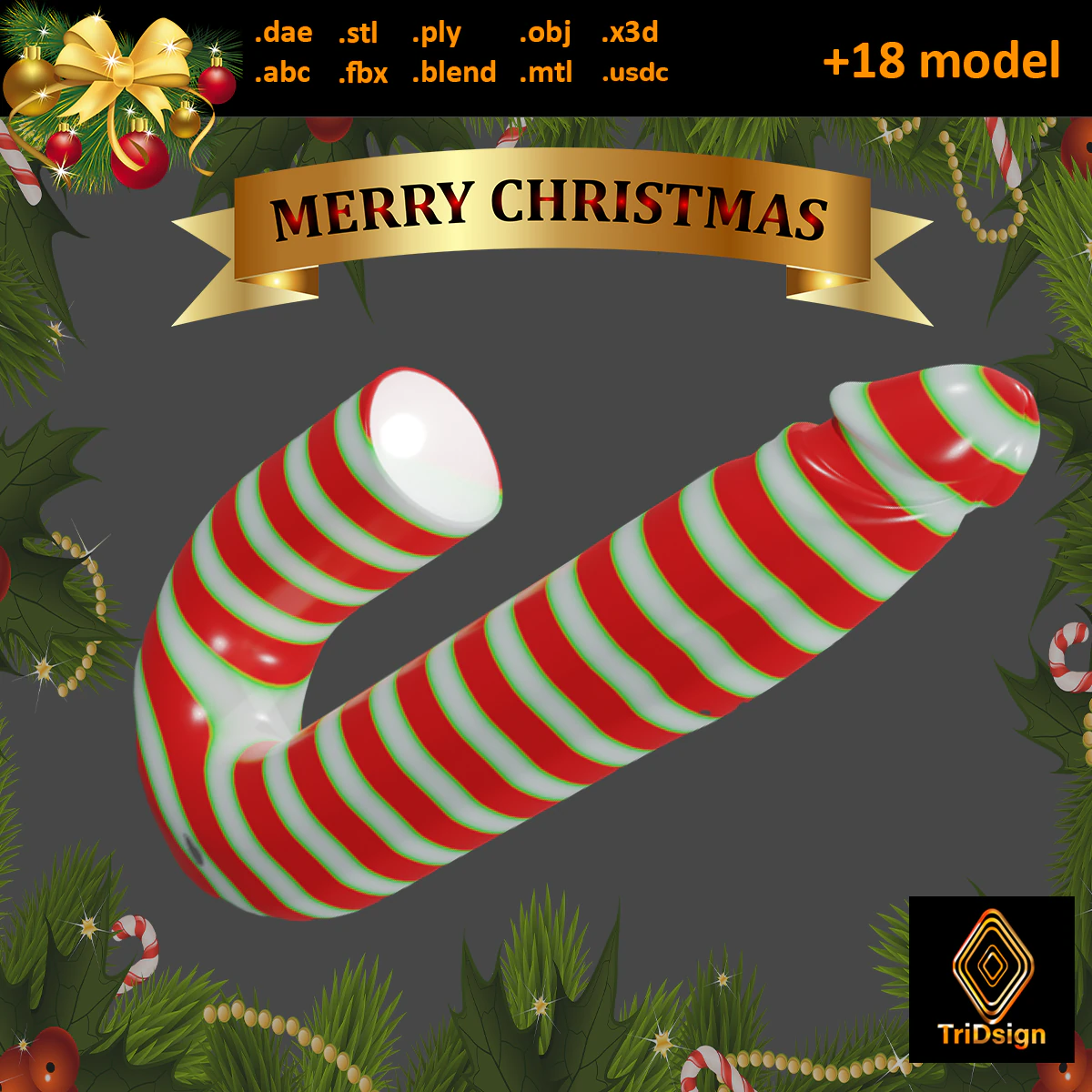 Weihnachtsbonbon-Penis-Sextoy 3D Modell in Andere 482247 | 3DExport