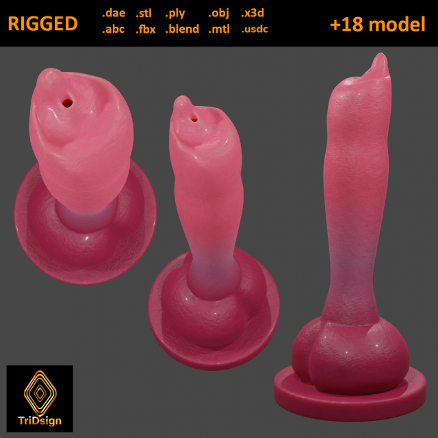 Textured Dog Sextoy Rigged Lowpoly 3D Model .c4d .max .obj .3ds .fbx .stl .blend
