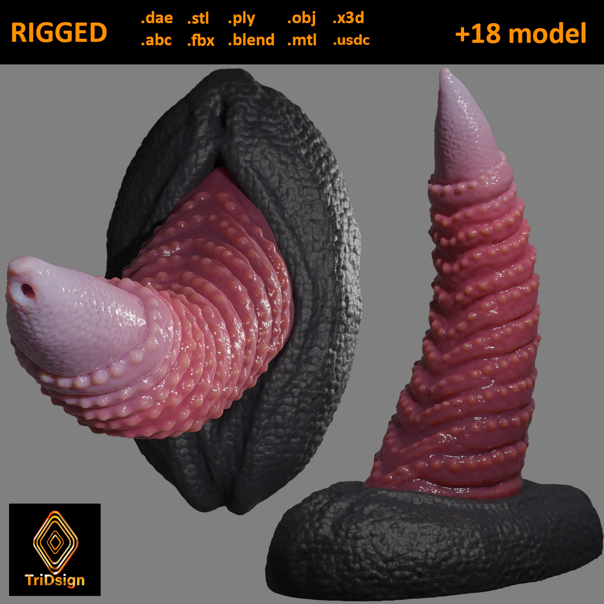 Zaell Dragon Sextoy Rigged 3D Model .c4d .max .obj .3ds .fbx .stl .blend