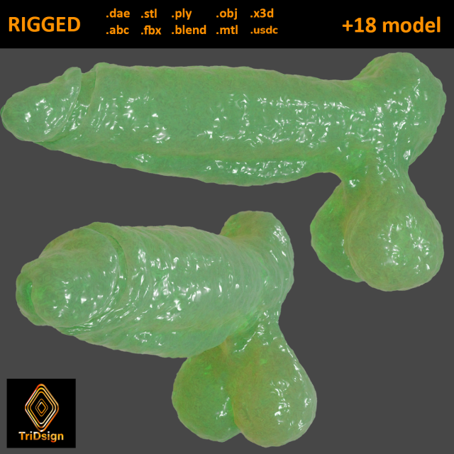 Slime Fantasy Penis and Balls Rigged Model 3D .c4d .max .obj .3ds .fbx .stl .blend
