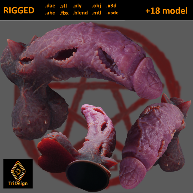 Laughing Demon Penis Sextoy Rigged 3D Model .c4d .max .obj .3ds .fbx .stl .blend