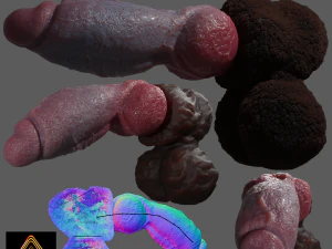 Peludo Lobisomem Fantasia P&ecirc;nis Sextoy Rigged Modelo 3D