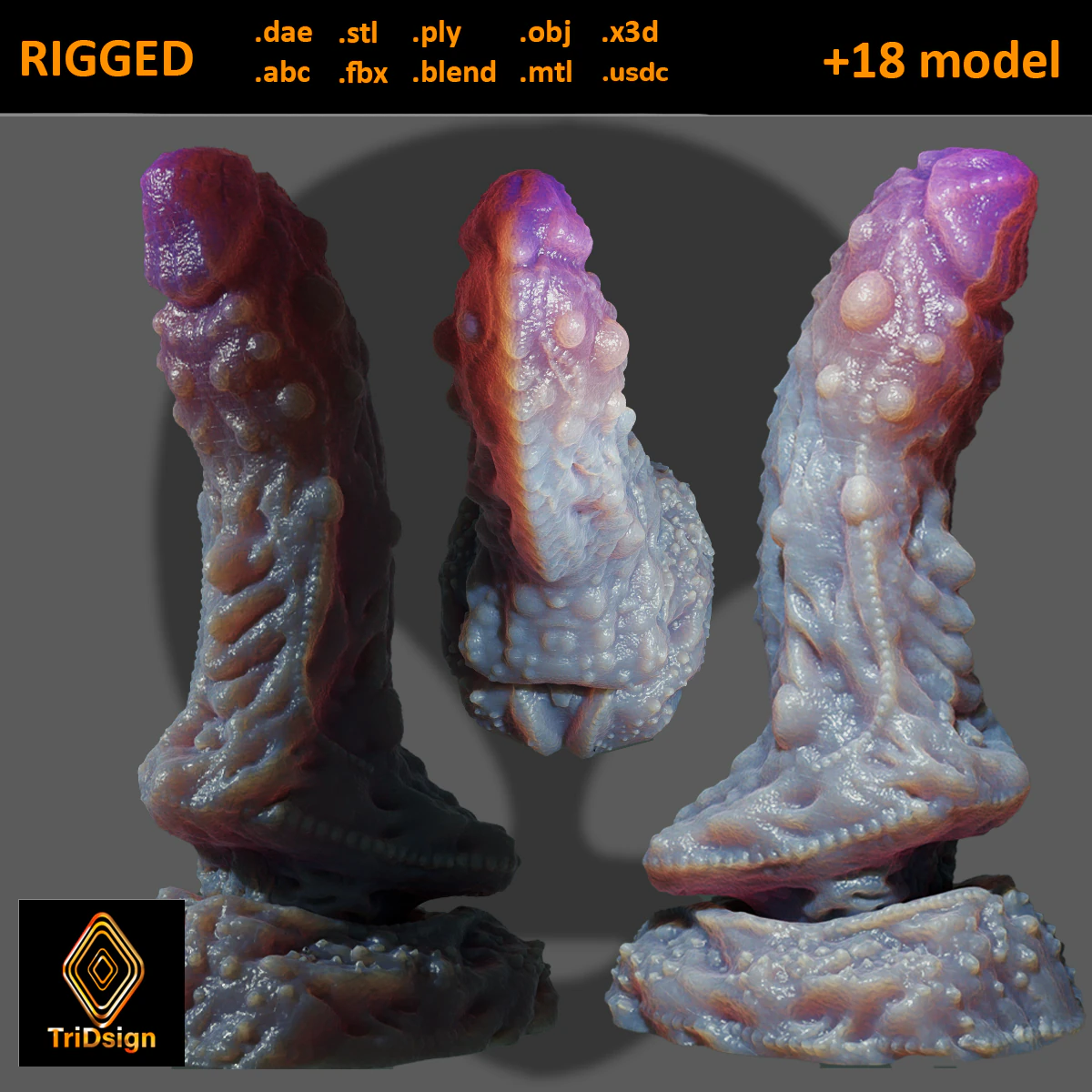 Fantasy Alien Sextoy Rigged 3D Model .c4d .max .obj .3ds .fbx .stl .blend 