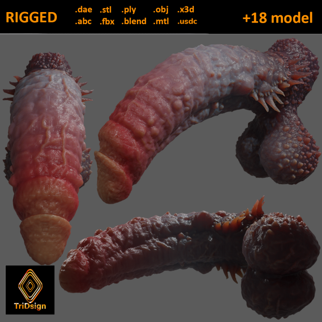 Demogorgon Demon Penis Rigged 3D Модель .c4d .max .obj .3ds .fbx .stl .blend