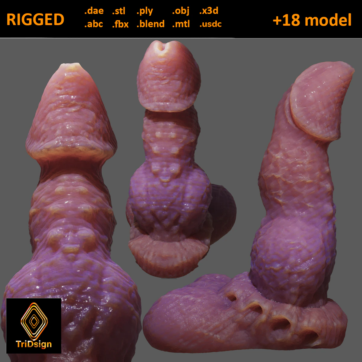 Beast Penis Sextoy Revised Rigged 3D Model .c4d .max .obj .3ds .fbx .stl .blend 