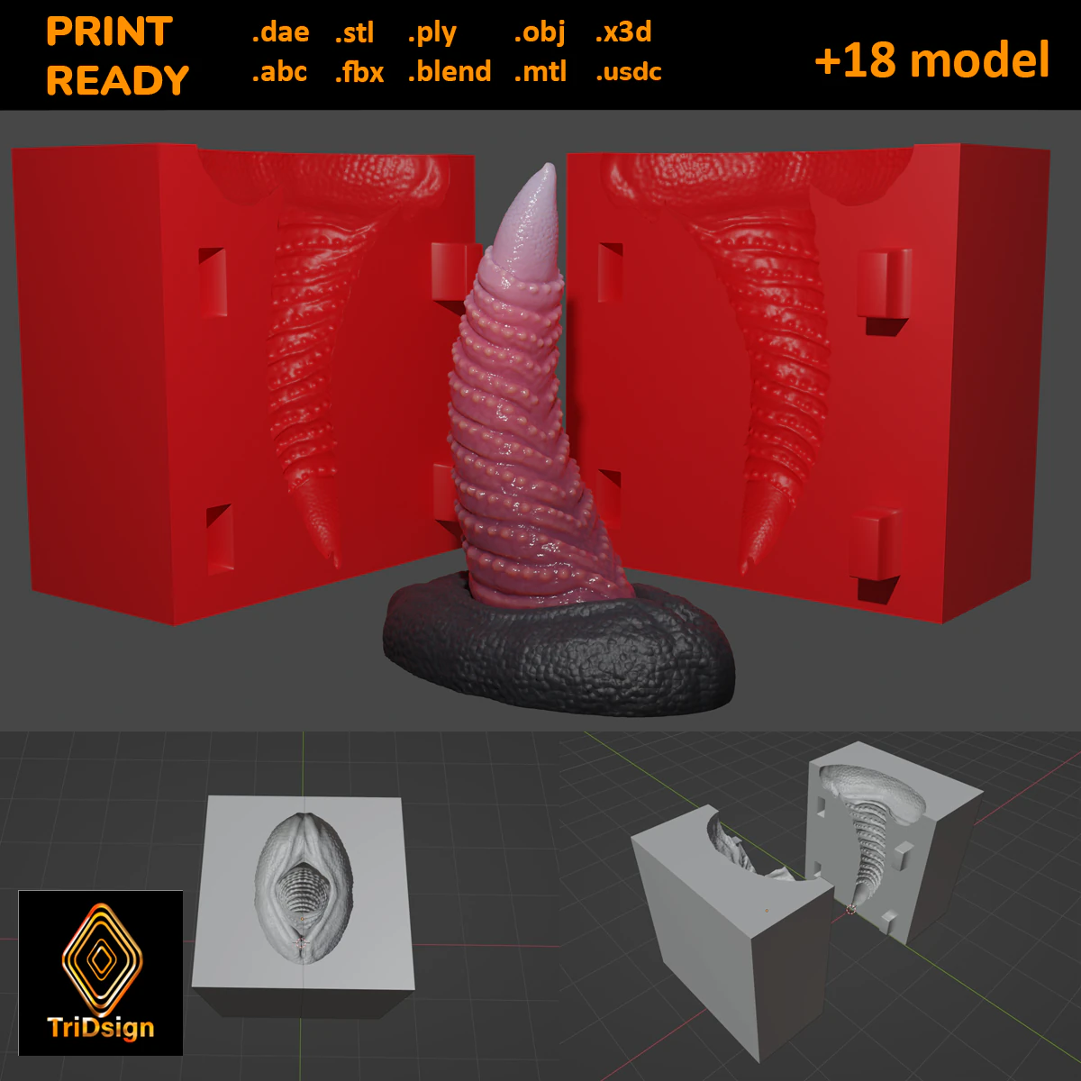 Готова форма для секс-іграшок Zaell Dragon 3D Модель .c4d .max .obj .3ds .fbx .stl .blend