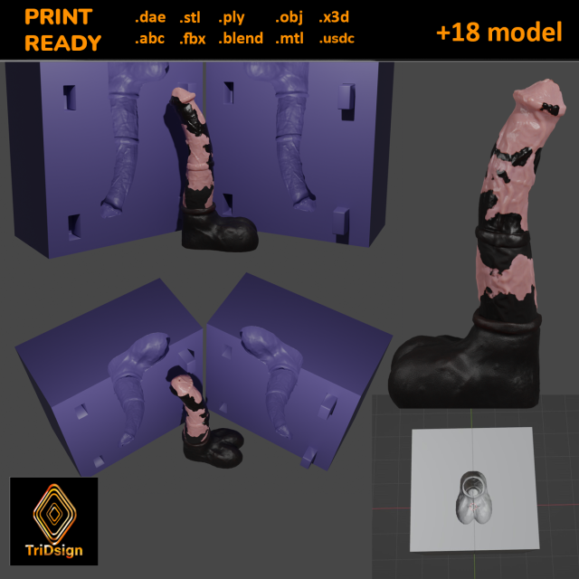 Print Ready Horse Penis Mold Modelo 3D .c4d .max .obj .3ds .fbx .stl .blend