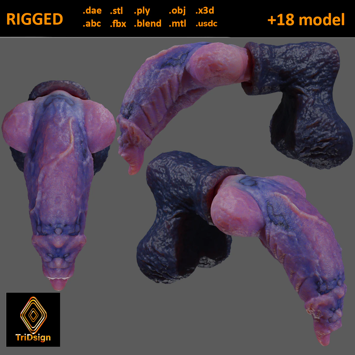 Werewolf Penis Sextoy Rigged 3D Model .c4d .max .obj .3ds .fbx .stl .blend