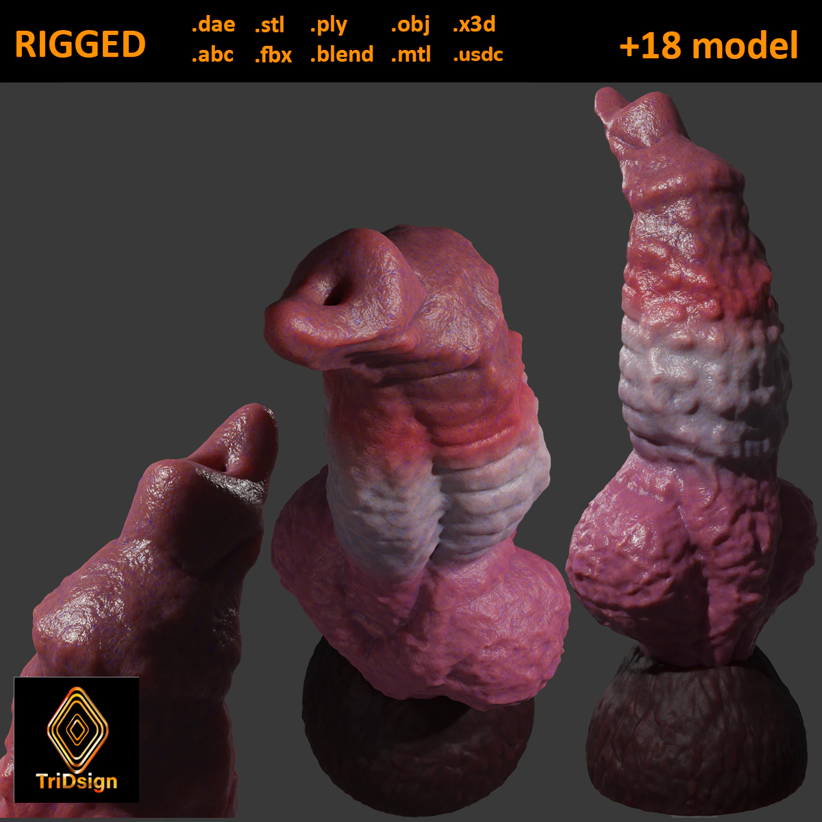 Monster Dog Penis Sextoy Rigged 3D Model .c4d .max .obj .3ds .fbx .stl .blend 