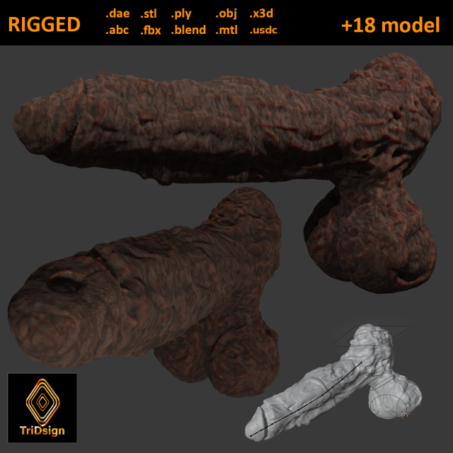 Elemental Terran Penis Sextoy Rigged Modello 3D .c4d .max .obj .3ds .fbx .stl .blend 