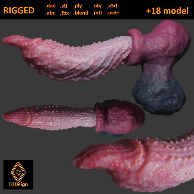 Sextoy &agrave; p&eacute;nis d&eacute;moniaque &agrave; pointes fantastiques truqu&eacute; Modèle 3D .c4d .max .obj .3ds .fbx .stl .blend 
