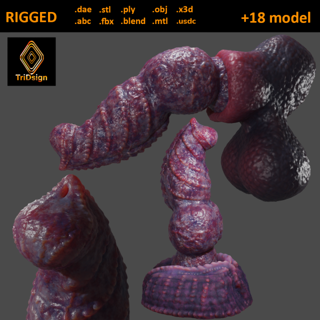 Drokillan Premium Dragon Penis Sextoy Rigged Model 3D .c4d .max .obj .3ds .fbx .stl .blend