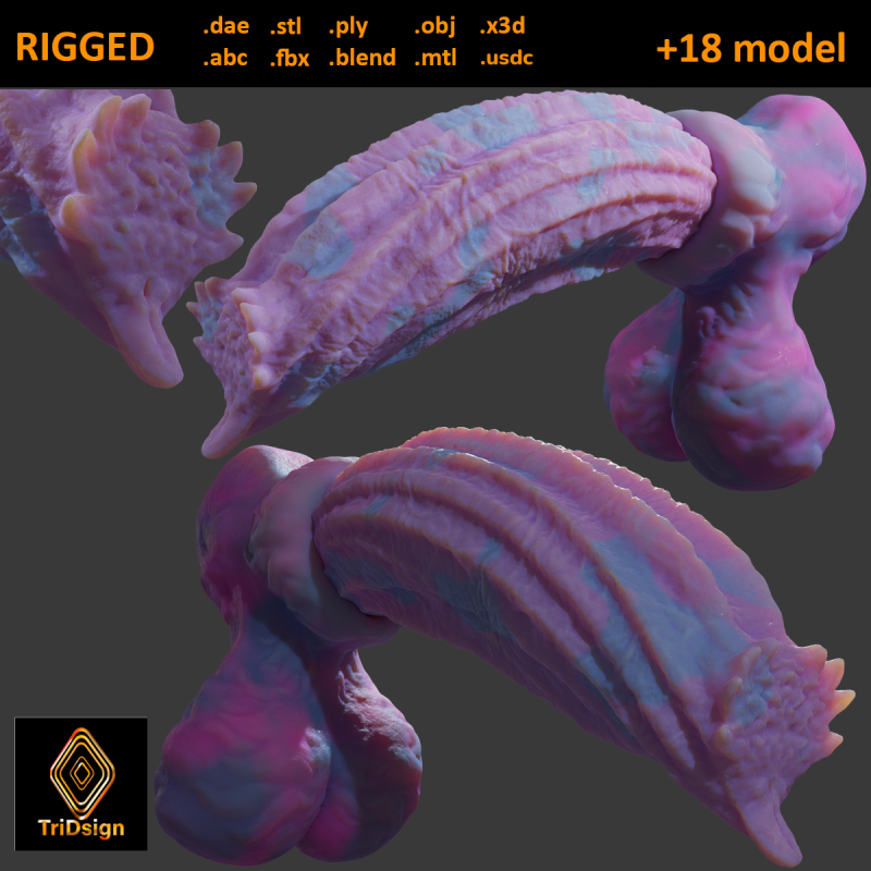 Cottoncandy Monster Wolf Penis Sextoy Rigged 3D-Modell .c4d .max .obj .3ds .fbx .stl .blend