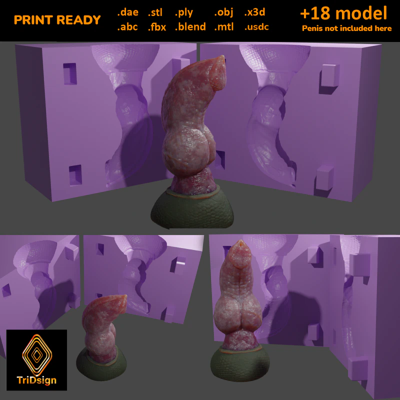 Printklare Dragon Wolf penis sextoy mal 3D Model .c4d .max .obj .3ds .fbx .stl .blend 