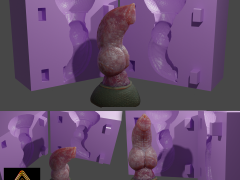 Print ready Dragon Wolf penis sextoy mold 3D Model
