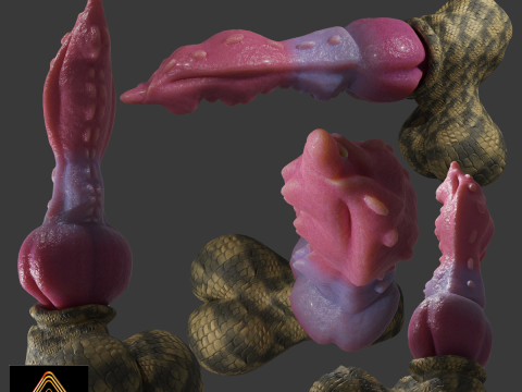 Dragon Penis Lowpoly Rigged 3D Модель
