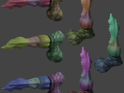 Dragon Penis Lowpoly Rigged Model 3D