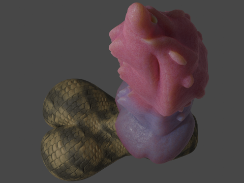 Dragon Penis Lowpoly Rigged Model 3D