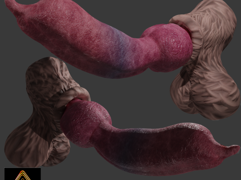Big Dog Penis Lowpoly Rigged Modelo 3D