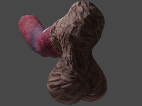 Big Dog Penis Lowpoly Rigged 3D-Modell