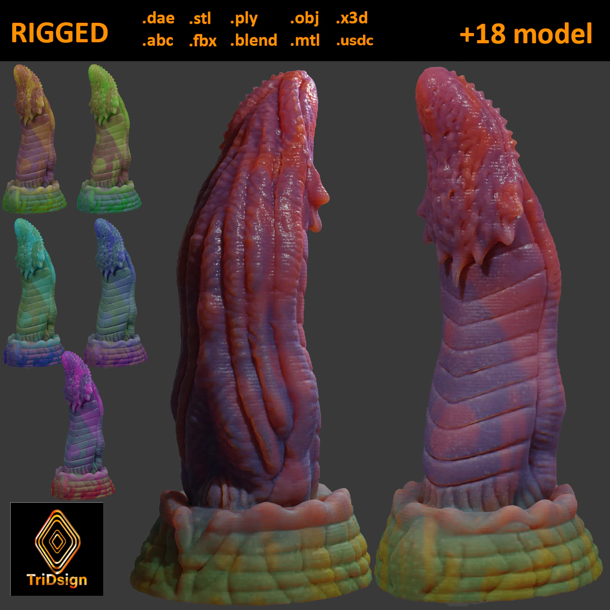 Labras Fantasy Dragon Penis Sextoy Rigged 3D Model .c4d .max .obj .3ds .fbx .stl .blend 