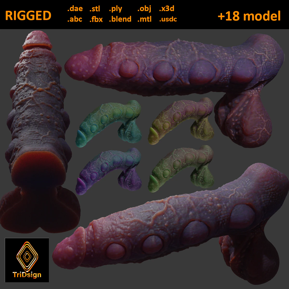 Fantasy Abyssal Demon Penis Rigged 3D Model .c4d .max .obj .3ds .fbx .stl .blend 