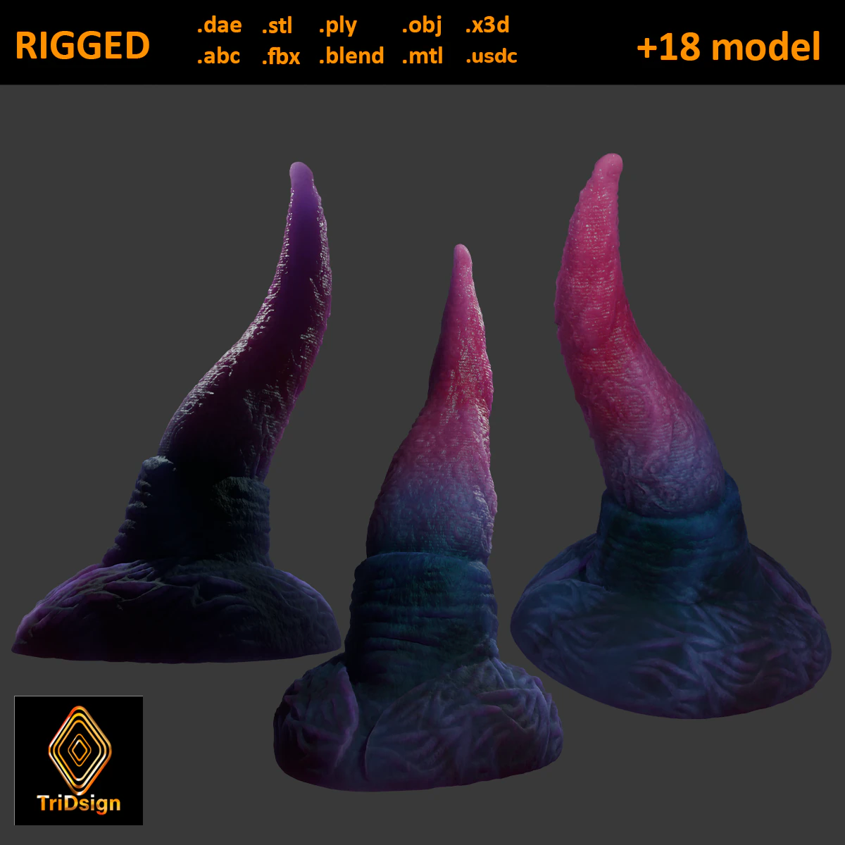 Alien Tentacle Rigged 3D Model .c4d .max .obj .3ds .fbx .stl .blend 