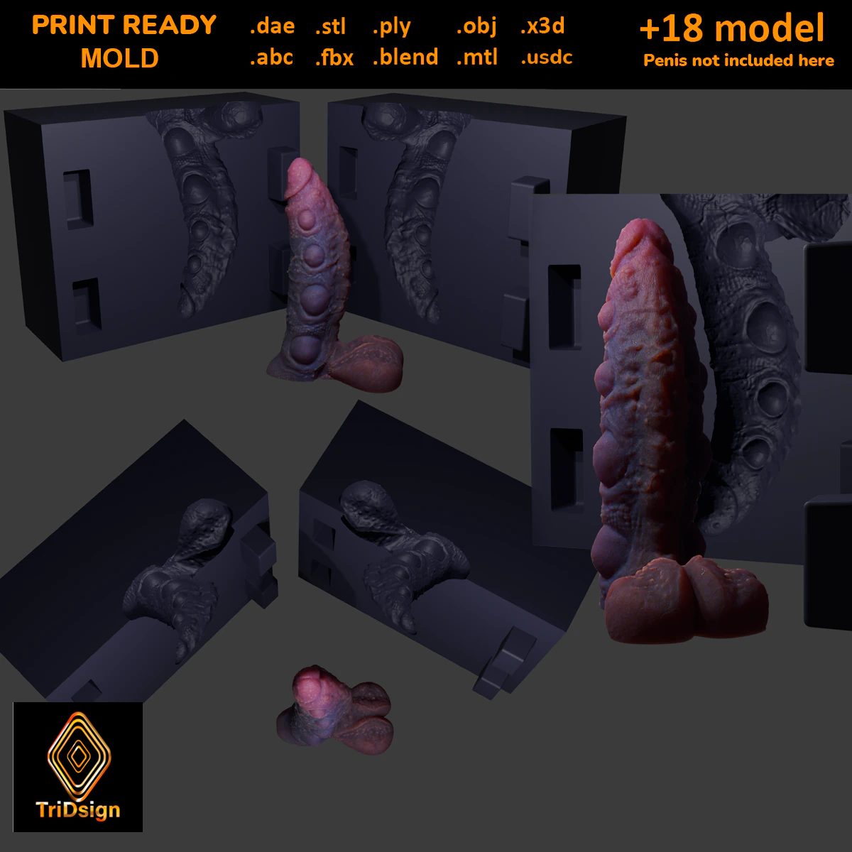 Print Ready Abyssal Demon Sextoy Mold only 3D Print Model .c4d .max .obj .3ds .fbx .stl .blend